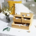 thumbnail image 6 of Bamboo Desk Organizer with 3 Drawers, Countertop Organizer with Drawers Makeup Storage Drawer 3 Drawers Tabletop Storage Organization Box Home Office Workspace, 6 of 13