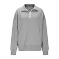thumbnail image 4 of Half Zip Sweatshirt Womens Casual Long Sleeve Fleece Lined Pullover Oversized Quarter Zip Cozy Sweat Shirt with Pockets, 4 of 7