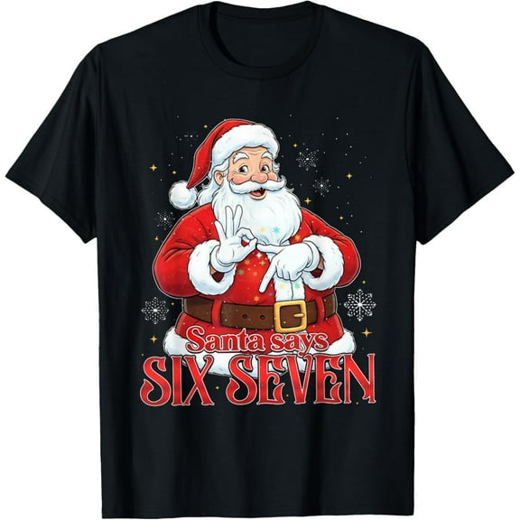 Funny Six Seven Santa Claus Meme 67 Merry Christmas Adult T-Shirt