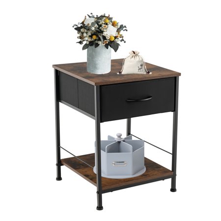 Coelon 2 Tiers Nightstand for Bedroom  Compact Industrial Style Sofa Side & Bedside Table