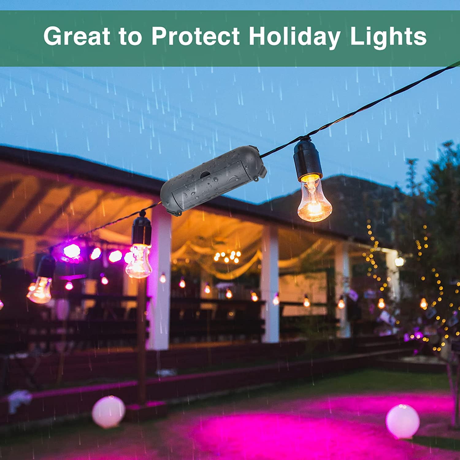 Outdoor Extension Cord Safety Cover with Waterproof Seal, Weatherproof Electrical Connection Box to Protect Outdoor Outlet, Plug, Socket, Christmas Holiday Decoration Light