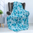 thumbnail image 4 of Blue Soft Flannel Fleece Blanket, Geometric Pattern with Triangles in Oceanic Winter Colors Abstract Mosaic, Cozy Plush for Indoor and Outdoor Use, 70" x 90", Blue Sky Blue Pale Blue, by Ambesonne, 4 of 5