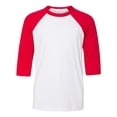 thumbnail image 1 of Bella  Canvas 34-Sleeve Baseball T-Shirt 3200Y, L, WhiteRed, 1 of 3