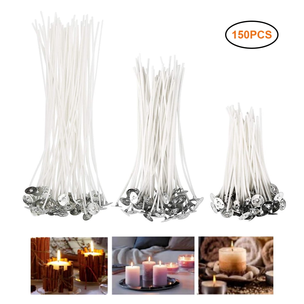 Kit Fabrication Bougies - 150 Mèches Pré-cirées (10, 15, 20 Cm) + Colorants + Support - Coton Naturel - Pour Cire De Soja, Abeille, Paraffine