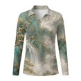 thumbnail image 4 of Xoenoiee Pine Tree Mountain Waterfall Print Women's V-Neck Golf Shirts Lightweight Collared Top Long Sleeve Polo Shirts Soft and Breathable for Tennis Pickleball Casual Office Running, Size XS, 4 of 7
