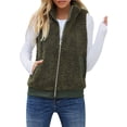 thumbnail image 4 of Frontwalk Women Sleeveless Full-Zip Fleece Vest Warm Winter Sleeveless Classic Fit Cardigan Outwear with Pockets, 4 of 6