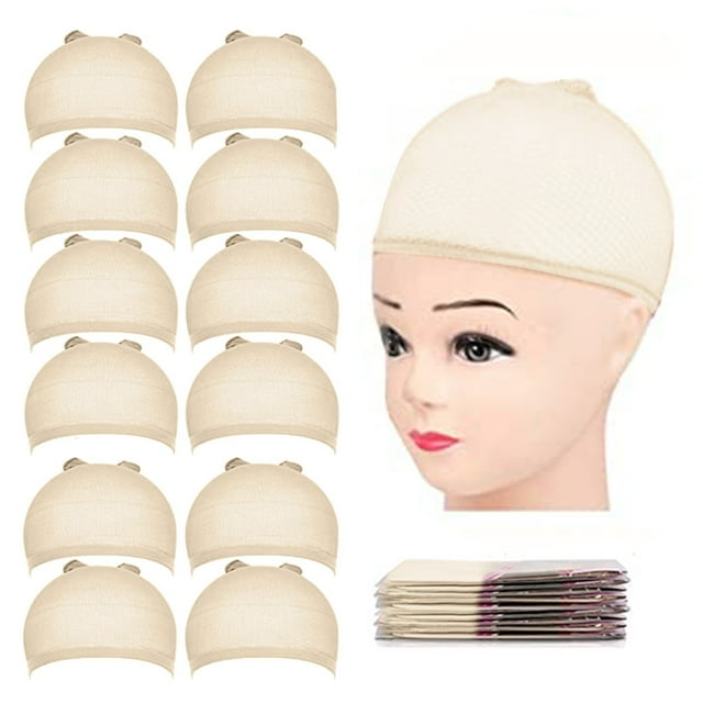 PVCS Hair Mesh Wig Cap Hair Net Stocking Wig Caps for Women 12 Pack Light Blonde