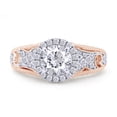thumbnail image 2 of 1 1/2 Ct Round Cut Lab Created Moissanite Diamond Halo Cluster Engagement Ring In 14K Rose Gold Plated Sterling Silver(G-H Color,VVS1 Clarity,1.50 Cttw)-5, 2 of 8