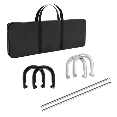 Professional Grade Horseshoe Set- Heavy Duty Set with Carrying Bag, 4 Horse Shoes and 2 Poles for Outdoor Fun for Adults and Kids by Trademark (Best Professional Horseshoe Set)