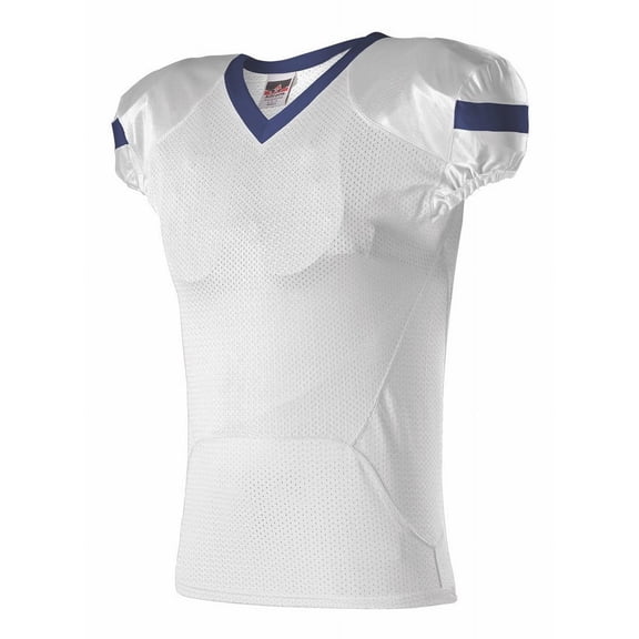 Alleson Athletic 754 Adult Pro Flex Cut Belt Length Football Jersey - White Navy