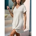 thumbnail image 2 of Swimsuit Cover Ups for Women Short Sleeve Bathing Suit Casual Bikini Swimwear Beach Cover Up Dress S-XXL Apricot S, 2 of 6