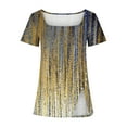 thumbnail image 4 of Dyegold Womens Tops Dressy Casual Summer Square Neck Tops For Women Summer Casual Vintage Side Slit Button Blouses Plus Size Loose Short Sleeve Tshirts Tunic, 4 of 5