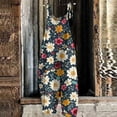 thumbnail image 3 of Spring Summer Plus Size Boho Overalls for Women Cloth Floral Printed Jumpsuits Spaghetti Strap Rompers White 3XL, 3 of 3