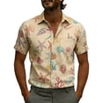 thumbnail image 2 of Zylanna Men's Button Down Shirts, Casual Short Sleeve Turn Down Collar Hawaii Print Fashion Tops for Men Khaki, 2 of 5