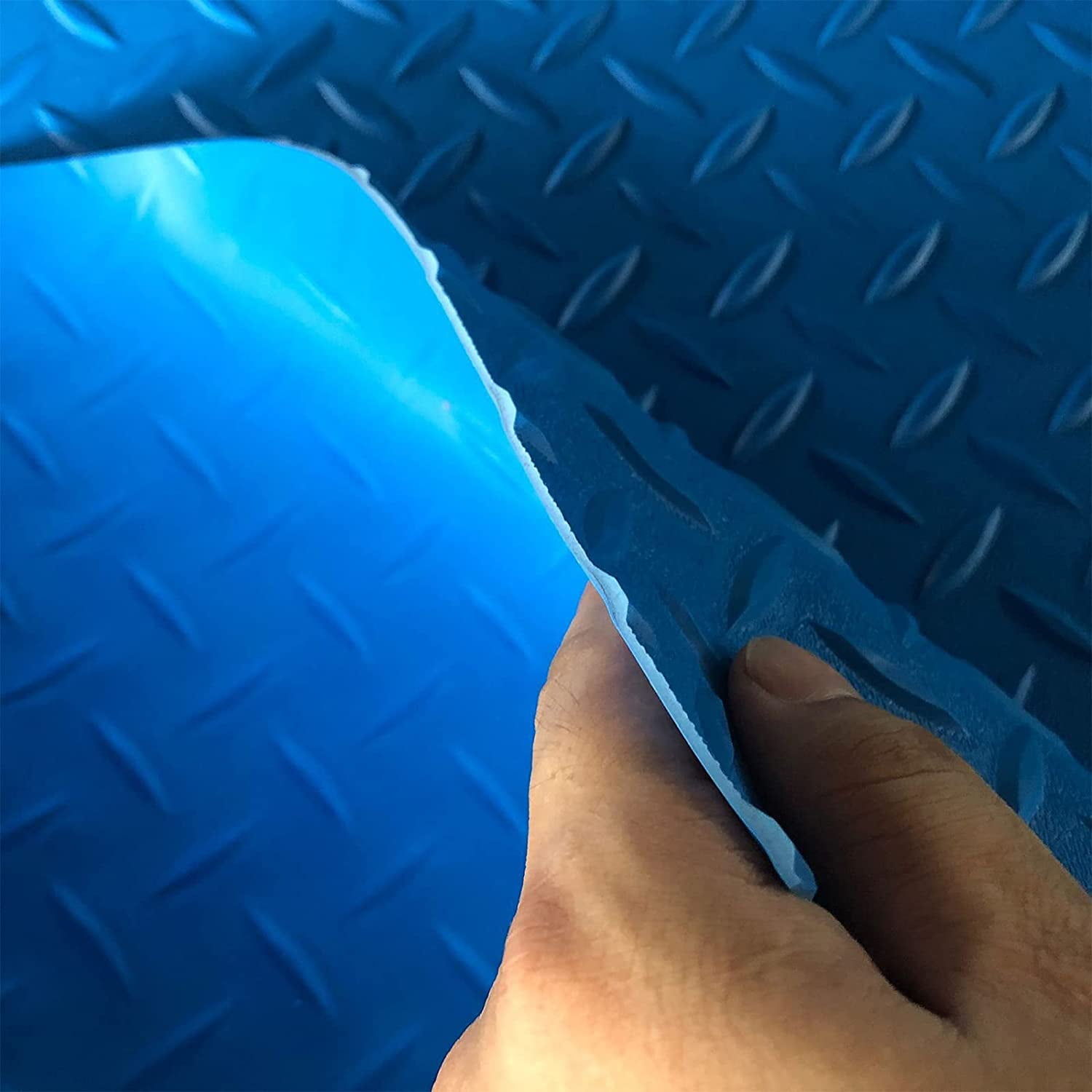2.5MM Thick Garage Floor Mat Rolls Heavy Duty Diamond Plate PVC Vinyl Non-Slip Garage Flooring Roll, Blue