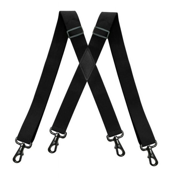 Heavy Duty Big Tall Suspenders with 4 Snap Hooks 3.5*120cm for Men Work Adjustable Elastic Trouser Brace Strap Belt Solid Black