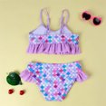thumbnail image 3 of Summer Savings Clearance! Edvintorg Kids Swimsuits For Girls 2-7y Toddler Baby Girls Summer Strap-print Ruffled Gradient Tankini Top With Short Swimsuit 2 Piece Bathing Suit Bikini Teen, 3 of 6
