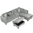 thumbnail image 5 of 105" Modern Sectional Sofa with Storage Ottoman, L-Shape Couch with 2 Pillows and Cup Holders, Sectional Sofa with Reversible Chaise for Living Room (Grey), 5 of 11
