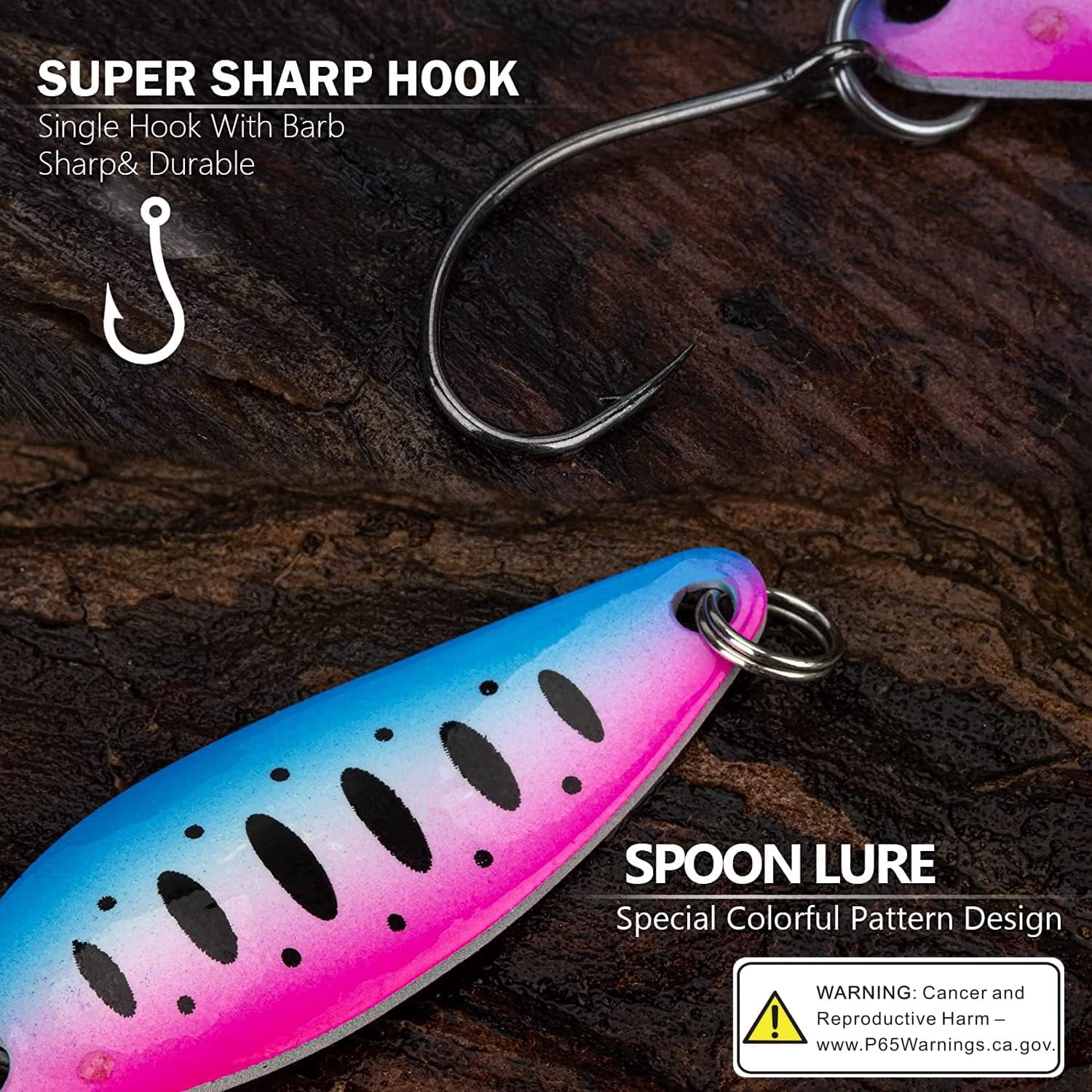 QualyQualy 30Pcs Fishing Lures Baits Tackle, Fishing Spoon Lure Spinnerbait Bass Walleye Trout Salmon Hard Metal Spinner Baits Kit