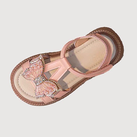 Gyujnb Girls Open Toe Bow Sandals, Breathable Lightweight Comfortable Casual Everyday Shoes (Toddler, Little Girls, Big Girls),4-5 Years