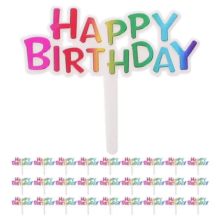 IBASETOY Happy Birthday Cupcake Toppers Plastic Multicolor for Cake Decorations Party Centerpiece 100 Pieces