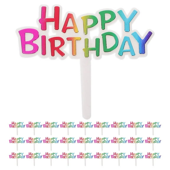 IBASETOY Happy Birthday Cupcake Toppers Plastic Multicolor for Cake Decorations Party Centerpiece 100 Pieces