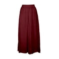 thumbnail image 6 of Women's Culottes Linen Wide Leg Pants Elastic Waist Casual Palazzo Trousers Women Linen Pants Color Red Size M, 6 of 8
