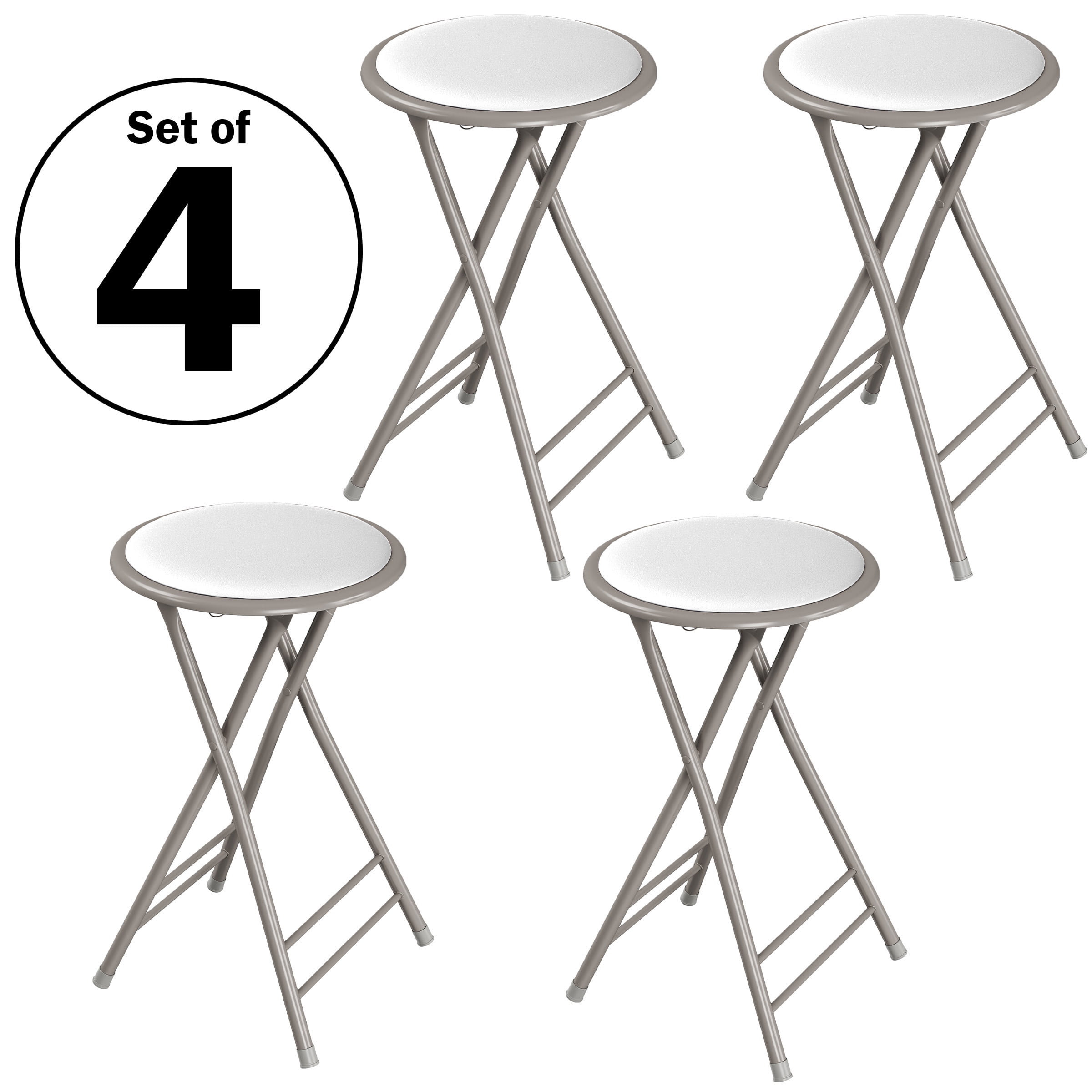 Lavish Home Backless 24-Inch Folding Stool with 225lb Capacity (White)