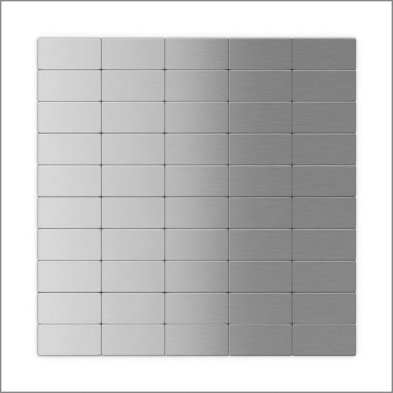 Subway Silver Stainless Steel 12.2 in. X 11.81 in. X 5 mm Metal Peel and Stick Wall Mosaic Tile (6 sq. ft. / case)