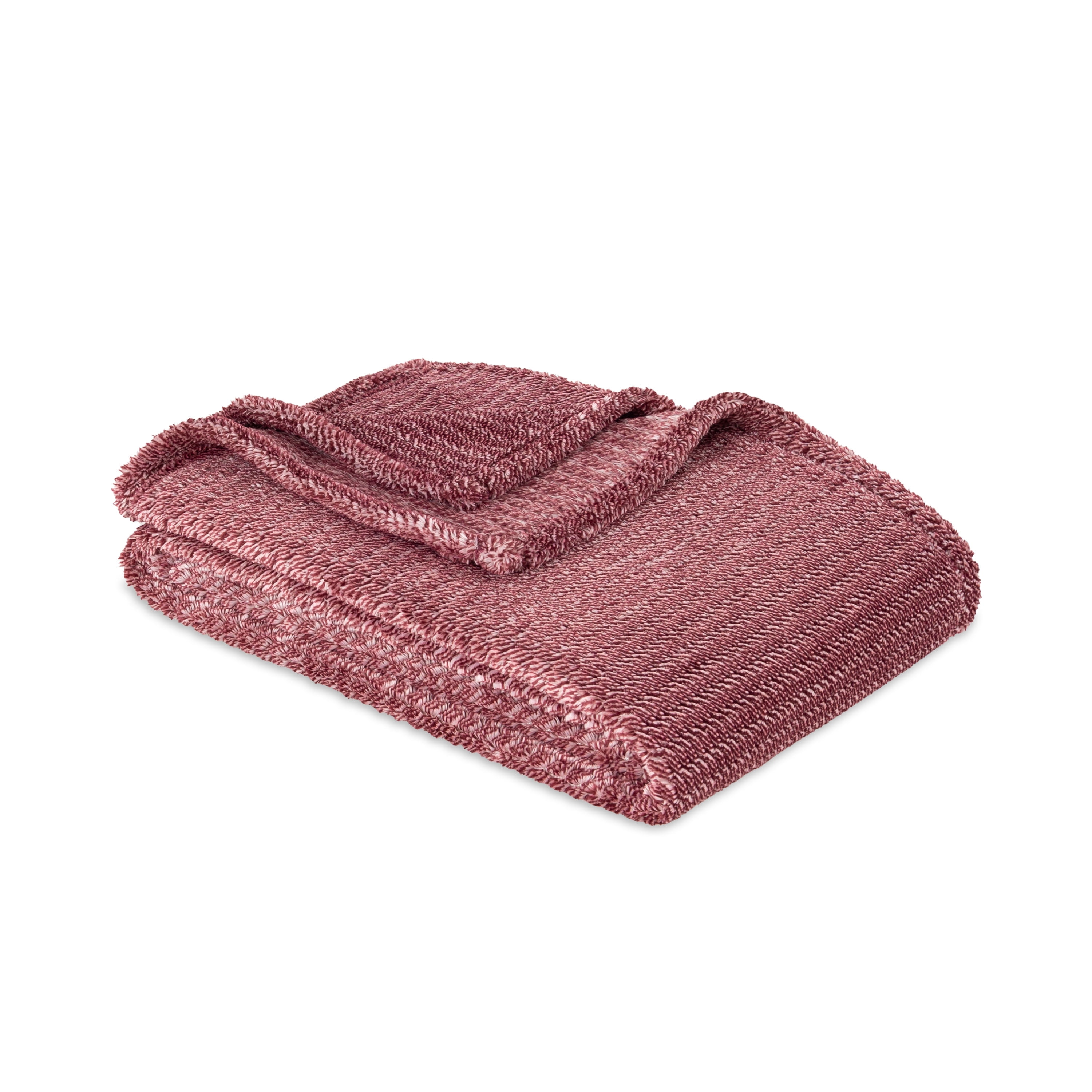 EcoThread Soft Plush Textured Heathered Oversized Couch Throw Blanket, Wine