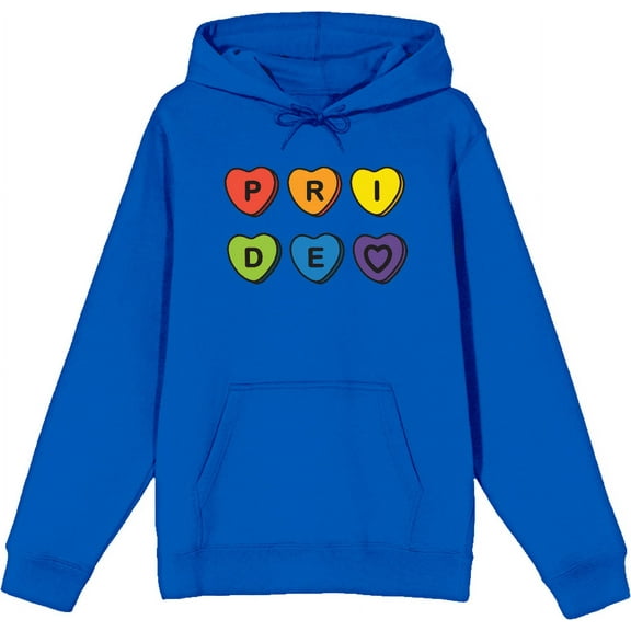 Pride Hearts Adult Blue Long Sleeve Hoodie-XXL