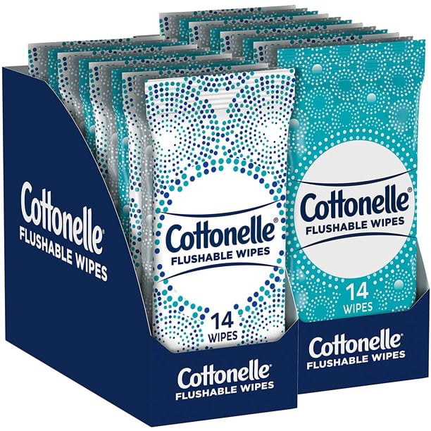 Cottonelle Flushable Wipes, 24 OnTheGo Travel Packs (2 Trays of 12