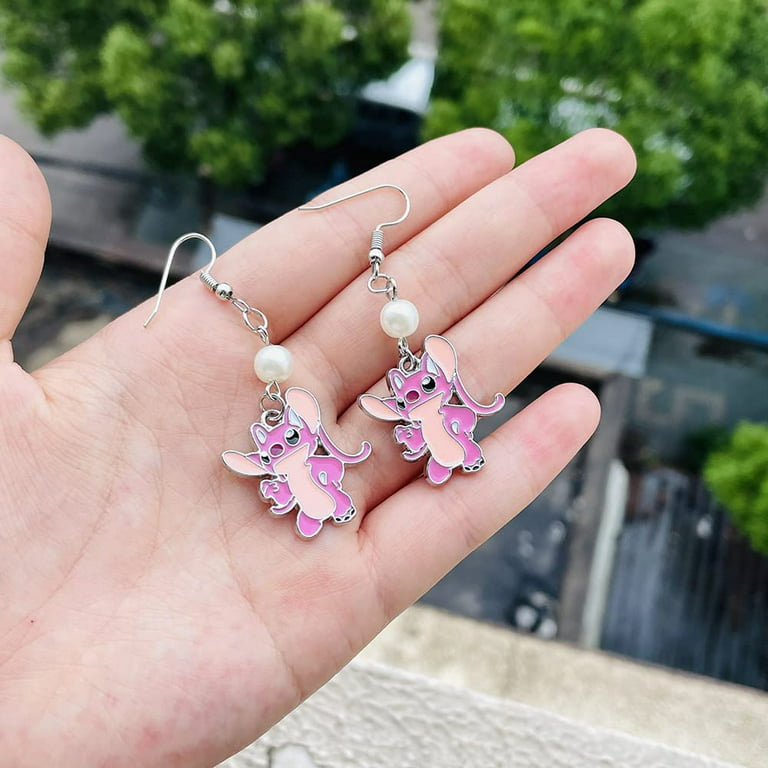 kefeng jewelry Anime Stitch Ohana Family Earrings - With Birthstone Ohana  Angel Jewelry for Women Girls Family Birthday Gifts for Friends Sister
