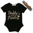 thumbnail image 1 of ITFABS Girls Summer Clothes Set Short Sleeve Letter Print Romper + Headband, 1 of 4