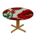 thumbnail image 3 of WYYP  Red Poppy Round Table cover,Art Red Flowers Floral Water Resistant Polyester Table Cloth Decorative Table Cover for Kitchen, Dining Desk,Party,Holiday White, 3 of 7