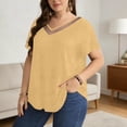 thumbnail image 4 of StSilkitty Summer Casual T-Shirts for Womens Plus Size Short Sleeve V Neck Shirts Solid Color Lightweight Soft Tops, 4 of 6
