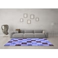 thumbnail image 3 of Ahgly Company Indoor Round Checkered Blue Modern Area Rugs, 6' Round, 3 of 4