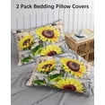 thumbnail image 3 of Sunflowers Pillow Covers King Size 2 Pack, Botanical Floral Farmhouse Retro Wood Grain Soft Bed Throw Pillowcases Breathable Cooling Long Lumbar Body Pillow Sham Cover for Bed Sofa 20''x36'', 3 of 7
