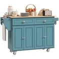 thumbnail image 1 of HOMCOM Kitchen Island with Storage, Kitchen Cart with Drop Leaf, Light Blue, 1 of 10