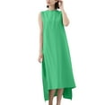 thumbnail image 4 of Dresses For Women Summer Casual Sleeveless Crew Neck Flowy Maxi Tank Dresses Straight Sundresses for Women Trendy Green Free Size, 4 of 7