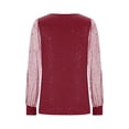 thumbnail image 6 of Craaazy Women's Mesh Stitching Long-Sleeved Round-Neck Sequined Blouses Gifts, 6 of 6