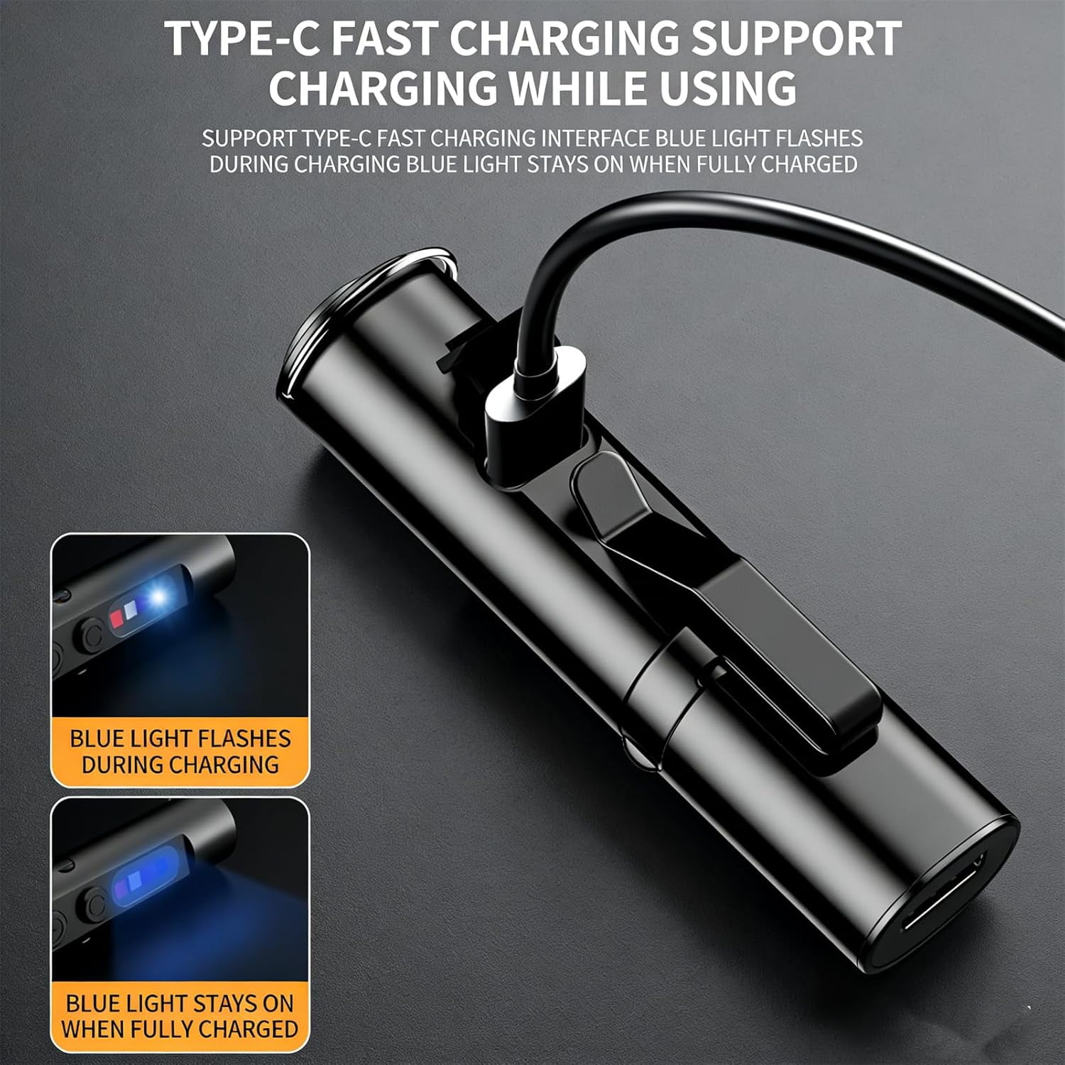 Pocket Rechargeable EDC Flashlight: 500 Lumens Mini Keychain Light with Fire Starter & Window Breaker, with 5 Modes Rechargeable Keychain Torch Magnetic Base for Camping and Travel