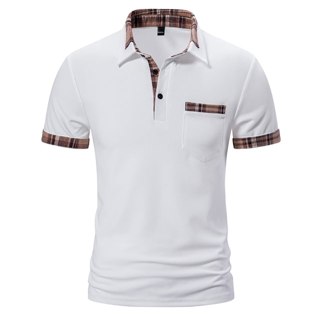Birdeem Chemises pour Hommes Chemise Décontractée Patchwork Imprimé Bouton Col Rabattu Manches Courtes T-Shirt Chandail Blouse
