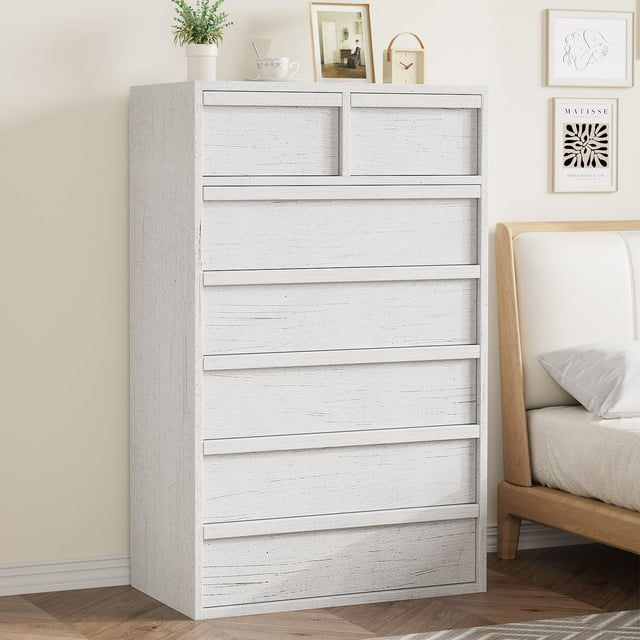 BeesClover Commode Moderne 5/7 avec Grand Espace de Rangement, Organisateur de Commode en Bois pour Salon, Chambre de Bébé
