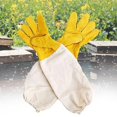 thumbnail image 4 of Guantes de apicultura de piel sintética, gruesos, profesionales, con puños elásticos, apicultor Amarillo Sunnimix Guantes de apicultura, 4 of 6