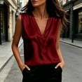 thumbnail image 4 of Posijego Silk Tank Tops for Women Dressy V Neck Blouses Tops Business Casual Office Sleeveless Satin Work Tank Shirts, 4 of 6