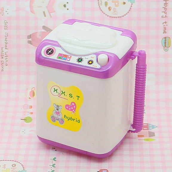 Soumake Doll Washing Machine Cute Colorfast Silicone Mini Washing Machine Toy Doll House Accessories Practical