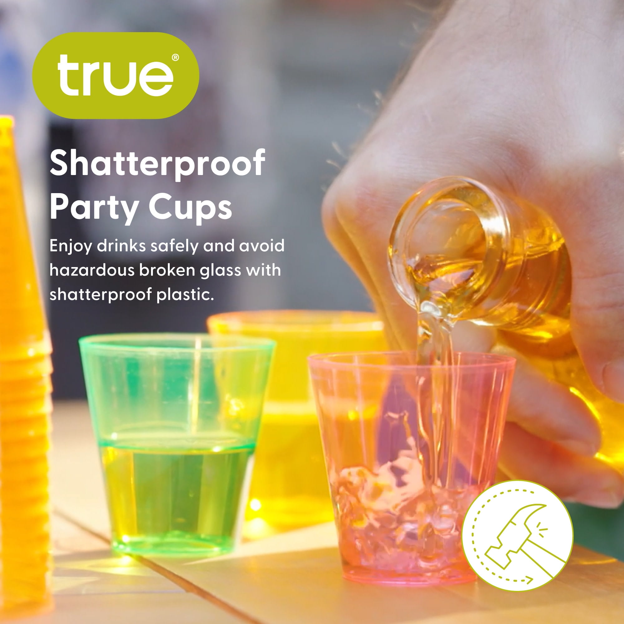 True Neon Plastic Shot Glasses, 2 oz Disposable Mini Cups, Set of