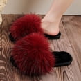 thumbnail image 5 of Wensltd Women Slippers Fluffy Slippers Open Toe Flat House Slippers Slip On Indoor Daily Red, 5 of 9