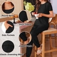 thumbnail image 6 of Avidlove Women Pajamas Set Short Sleeve Pjs Tops with Jogger Pants Loungwear 2 Piece Black Sleepwear with Pockets, 6 of 7